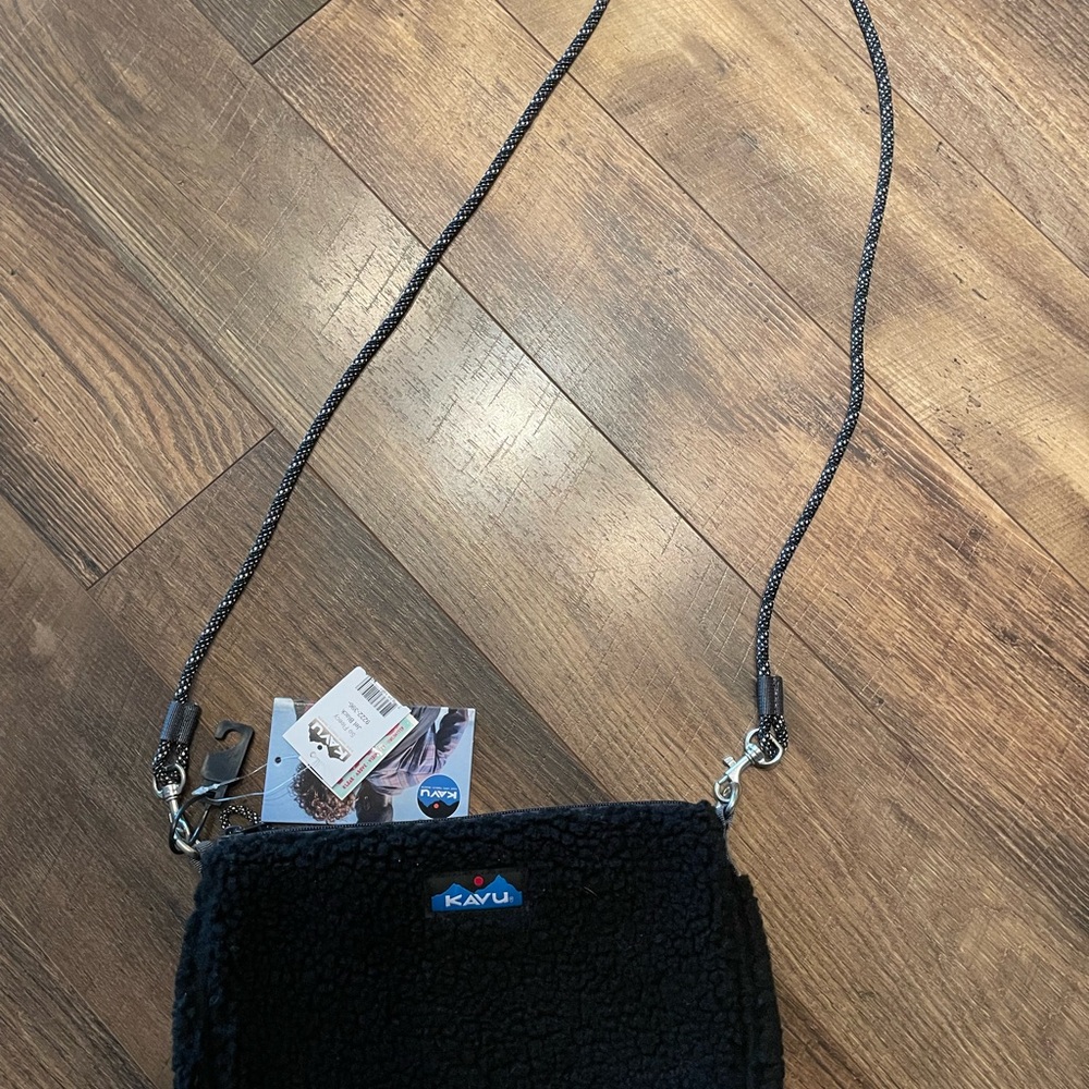 Kavu Black Textured Crossbody Bag with Adjustable Strap